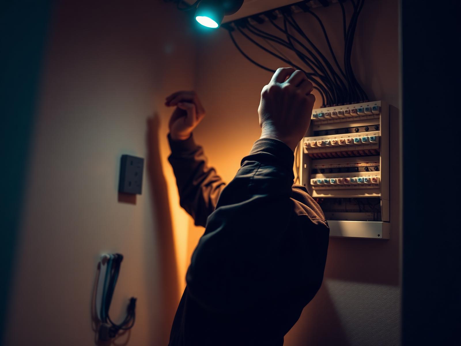 Electrician working on a consumer unit